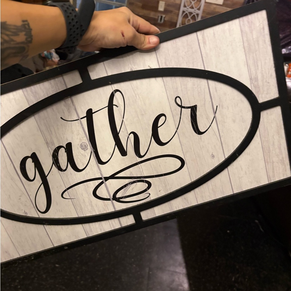 Black and White 'Gather' Wall Sign